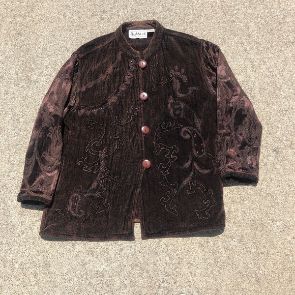 Vintage Grandma Vibes Brown Unique Made In India Women’s Button Up Top Shirt 90s - Picture 1 of 6